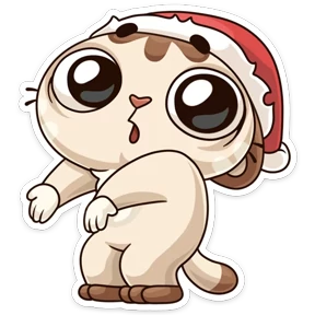 Зимний котик — стикер для MAX
