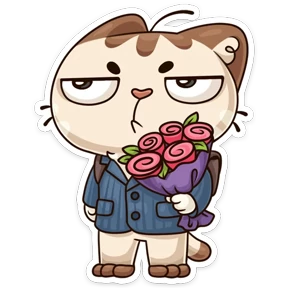 Котик ученик — стикер для MAX