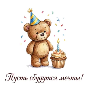 Мишка с подарками — стикер для MAX