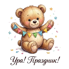 Мишка с подарками — стикер для MAX