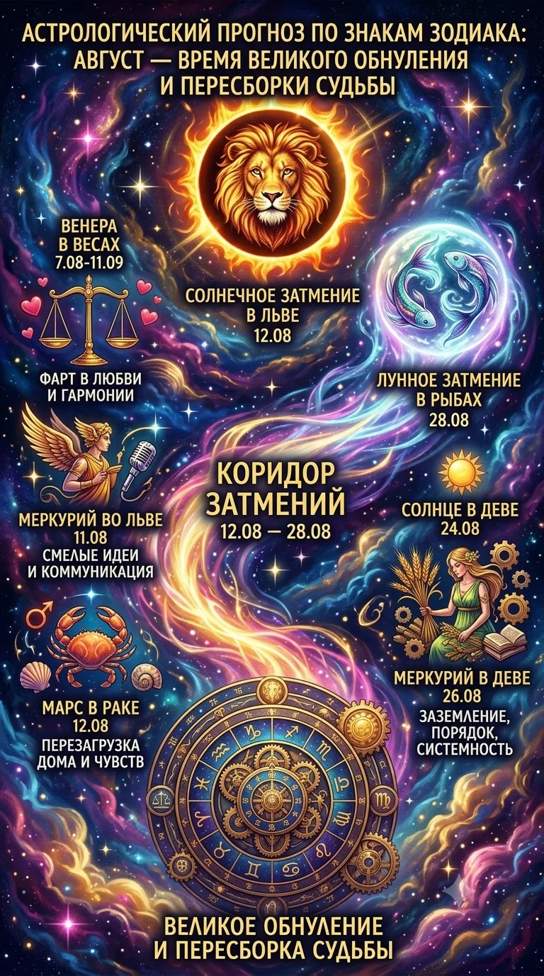 Коридор затмений август 2026