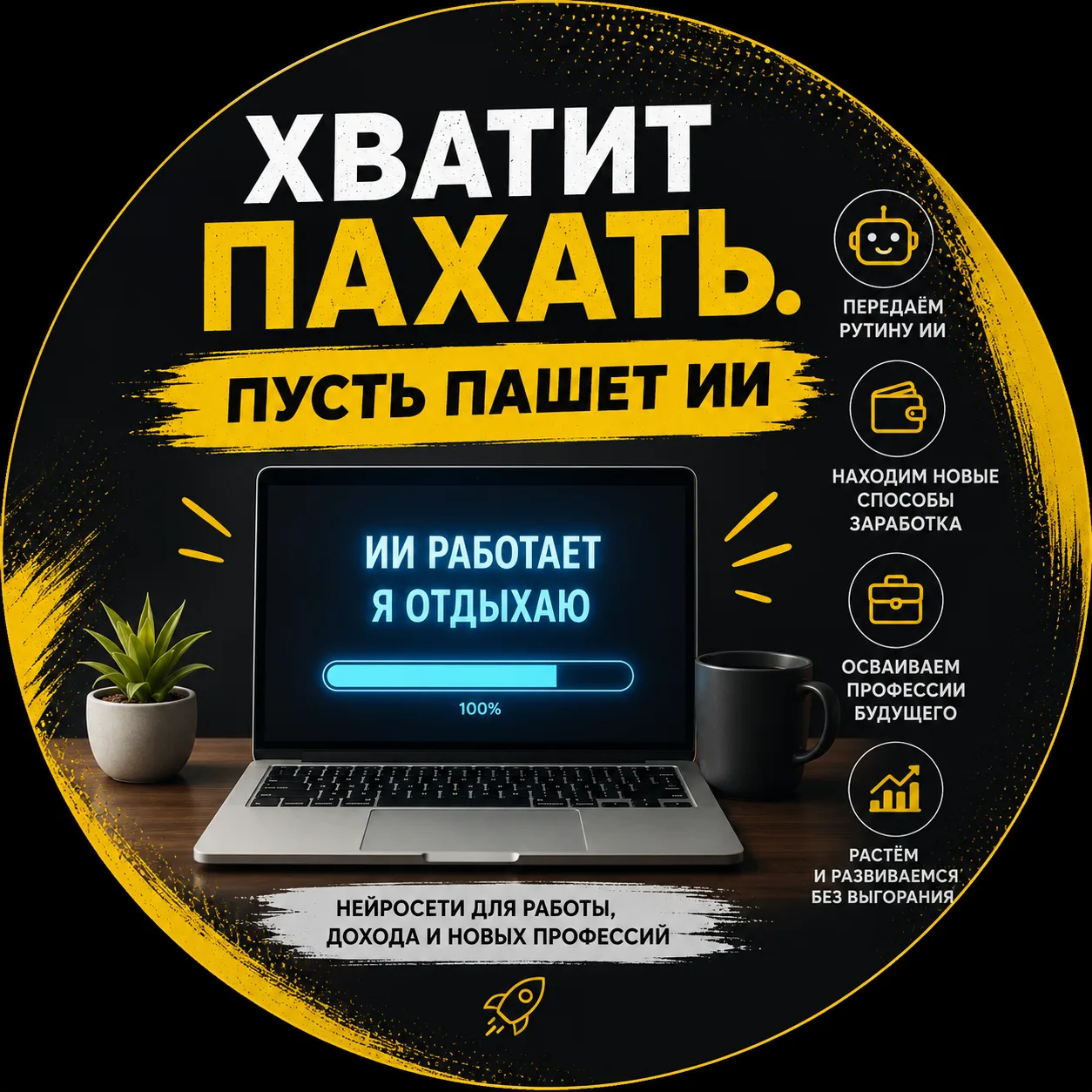Хватит пахать! Пусть пашет ИИ 🤖 — канал в мессенджере MAX