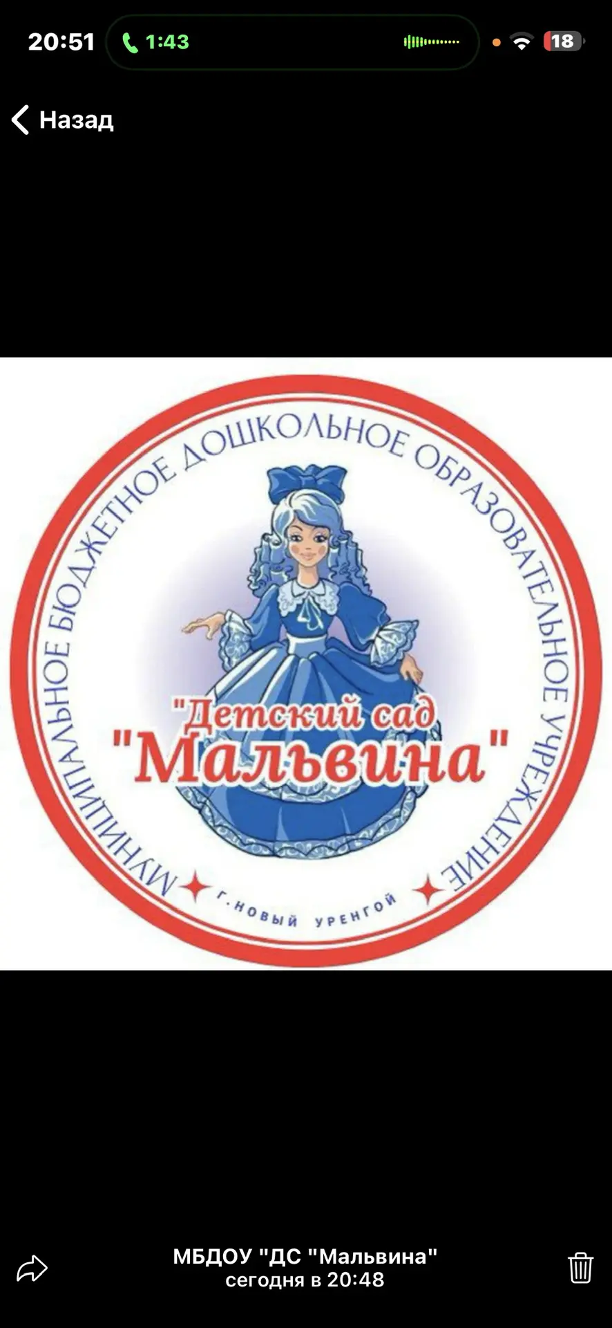 МБДОУ "ДС "Мальвина" — канал в мессенджере MAX