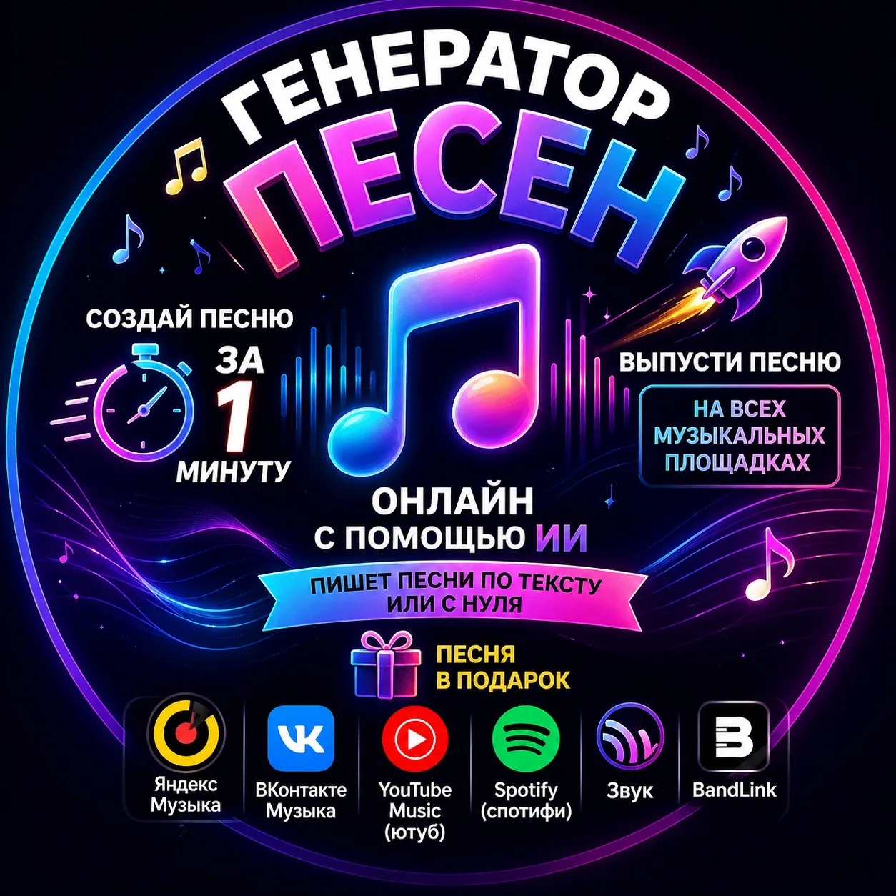 Генератор песен. Сделать песню. Добавить песню в Яндекс музыку — канал в мессенджере MAX