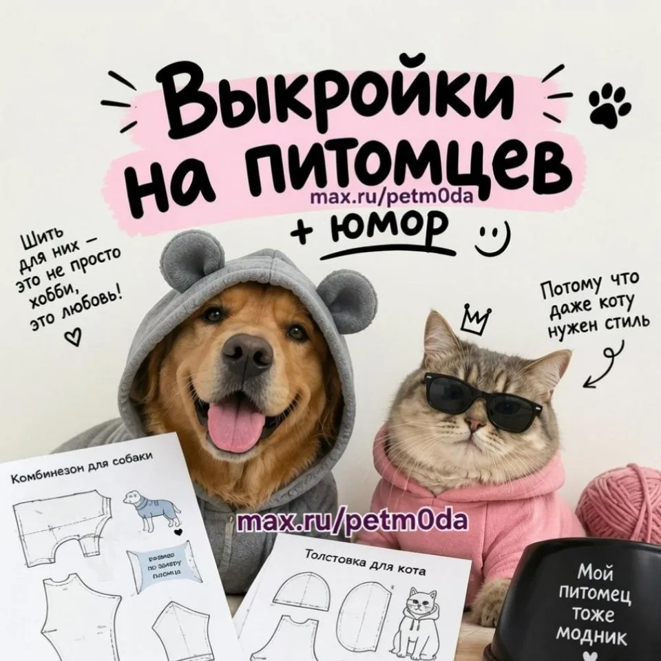 Выкройки на питомцев собак и кошек — канал в мессенджере MAX