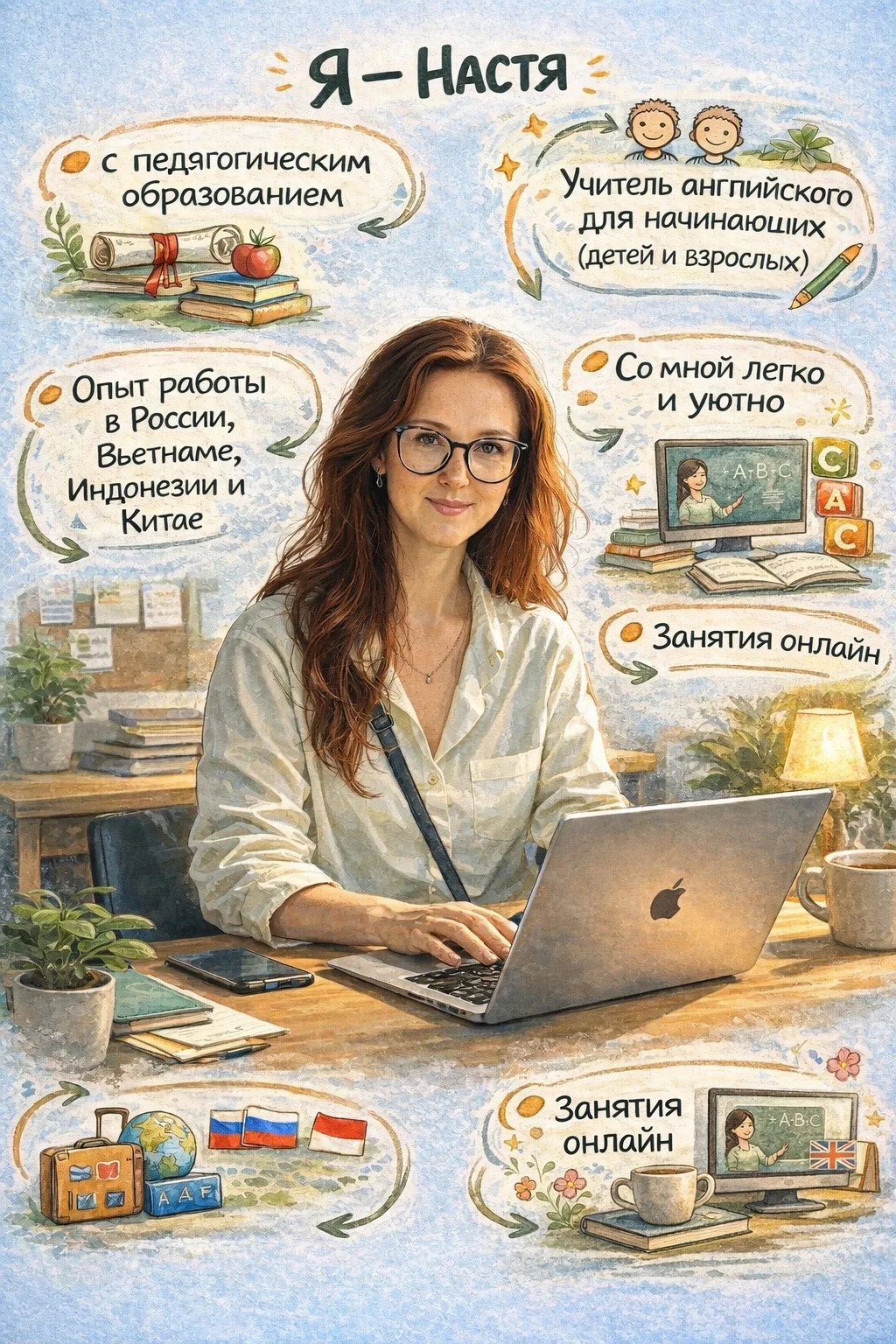 Учительница в Азии Учитель Английского  репетитор Аня Маша Лена Оля Наташа Катя Таня София Вика Настя Варя Ева Саша Сережа Дима Андрей Тим Бали Вьетнам Китай Кристина Толик Сева Слава Стас Витя Россия