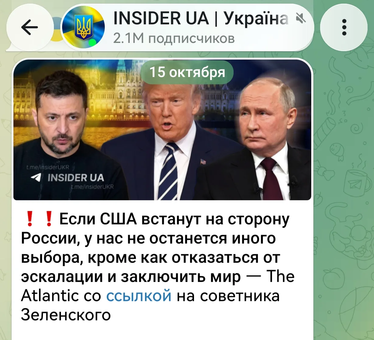Изображение из сообщения канала