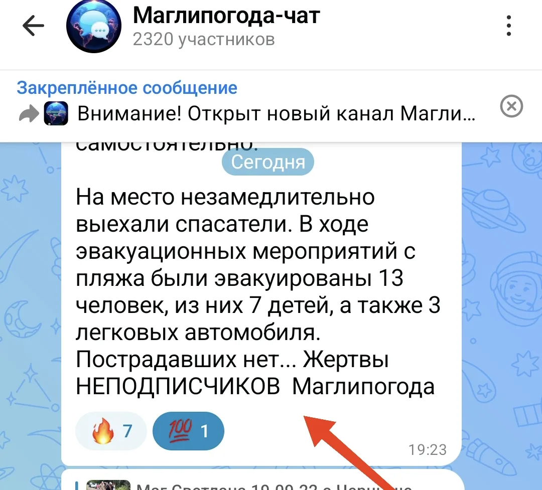 Изображение из сообщения канала