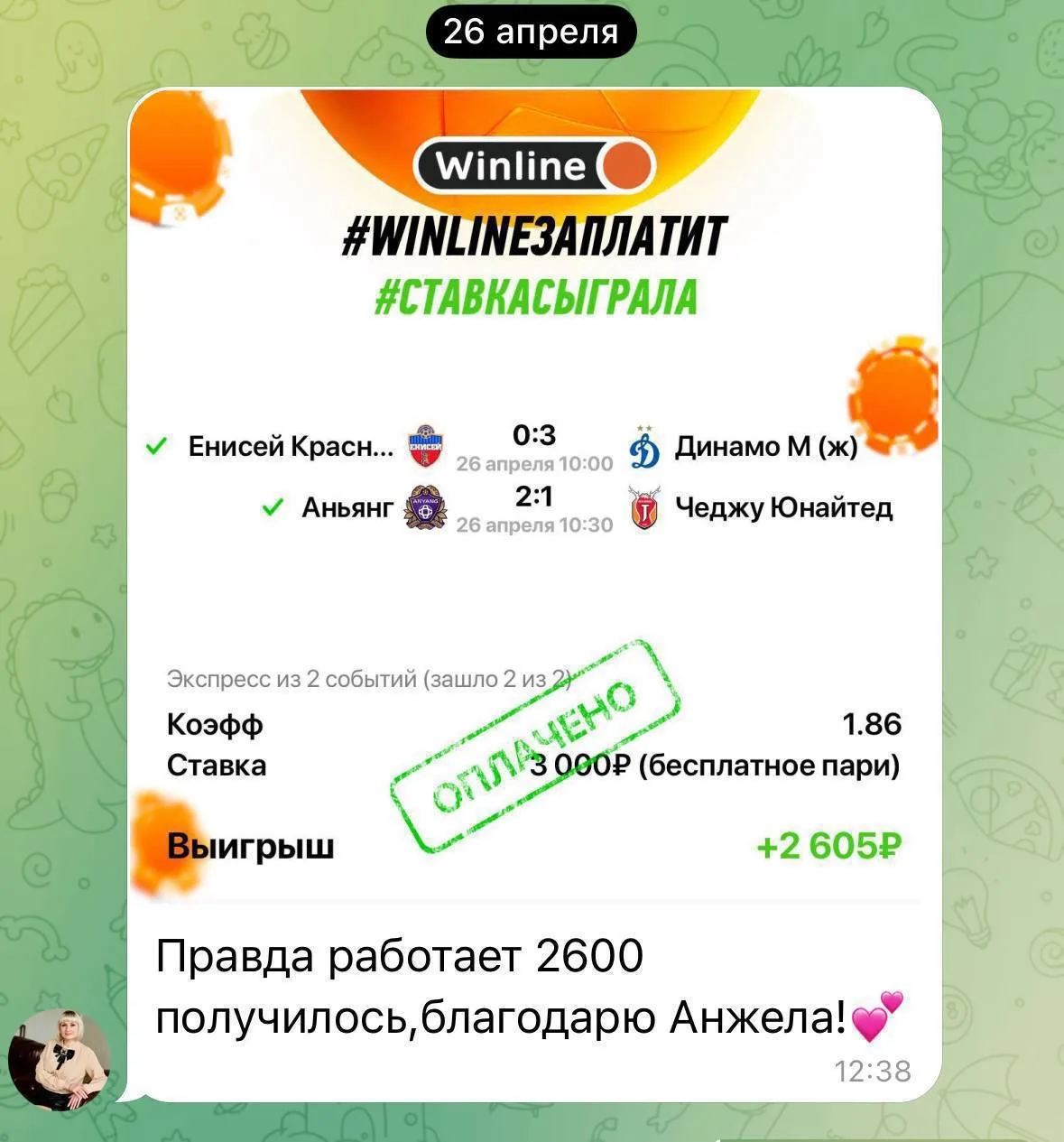 Изображение из сообщения канала