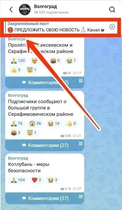 Изображение из сообщения канала