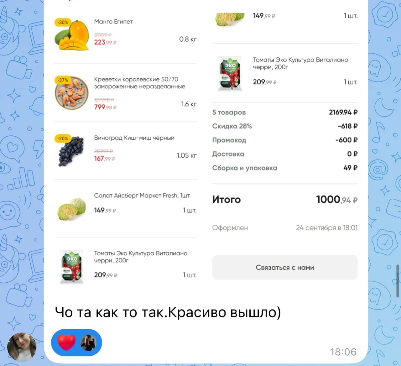 Изображение из сообщения канала
