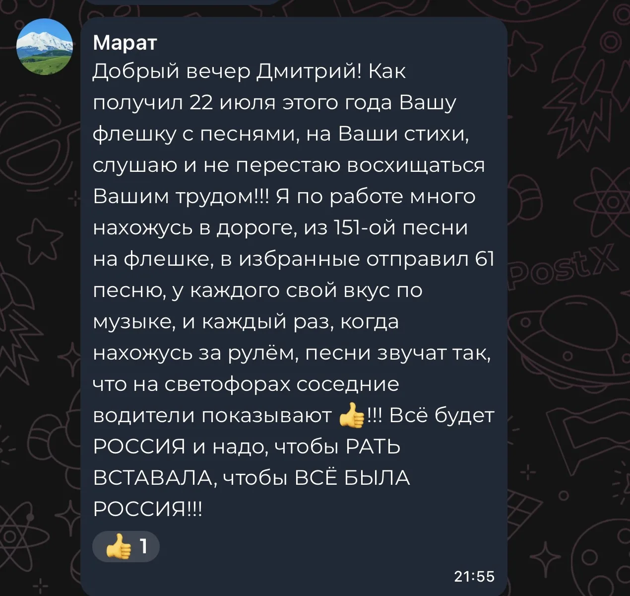 Изображение из сообщения канала
