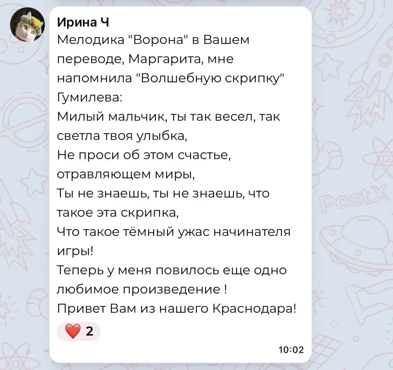 Изображение из сообщения канала