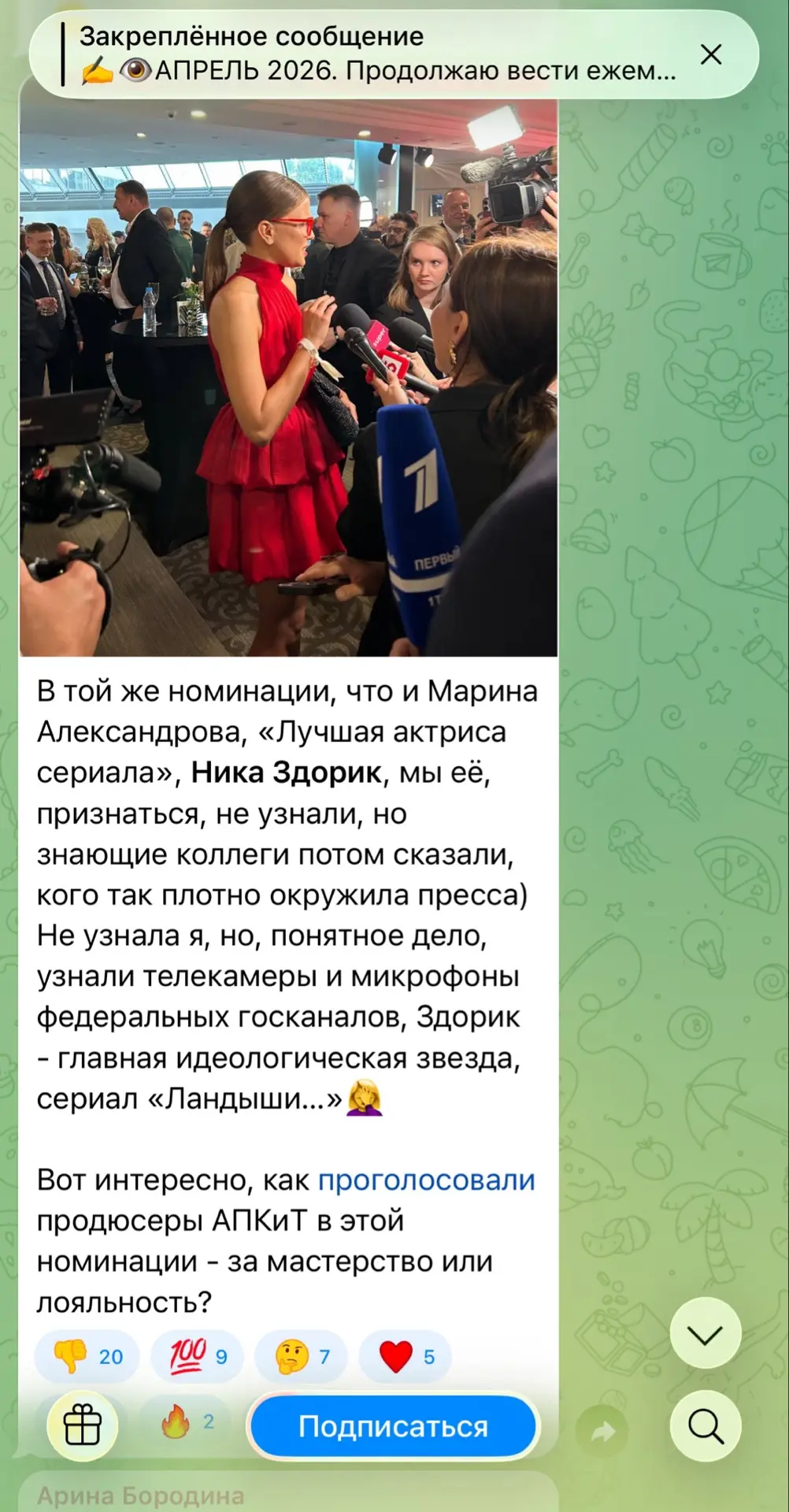 Изображение из сообщения канала