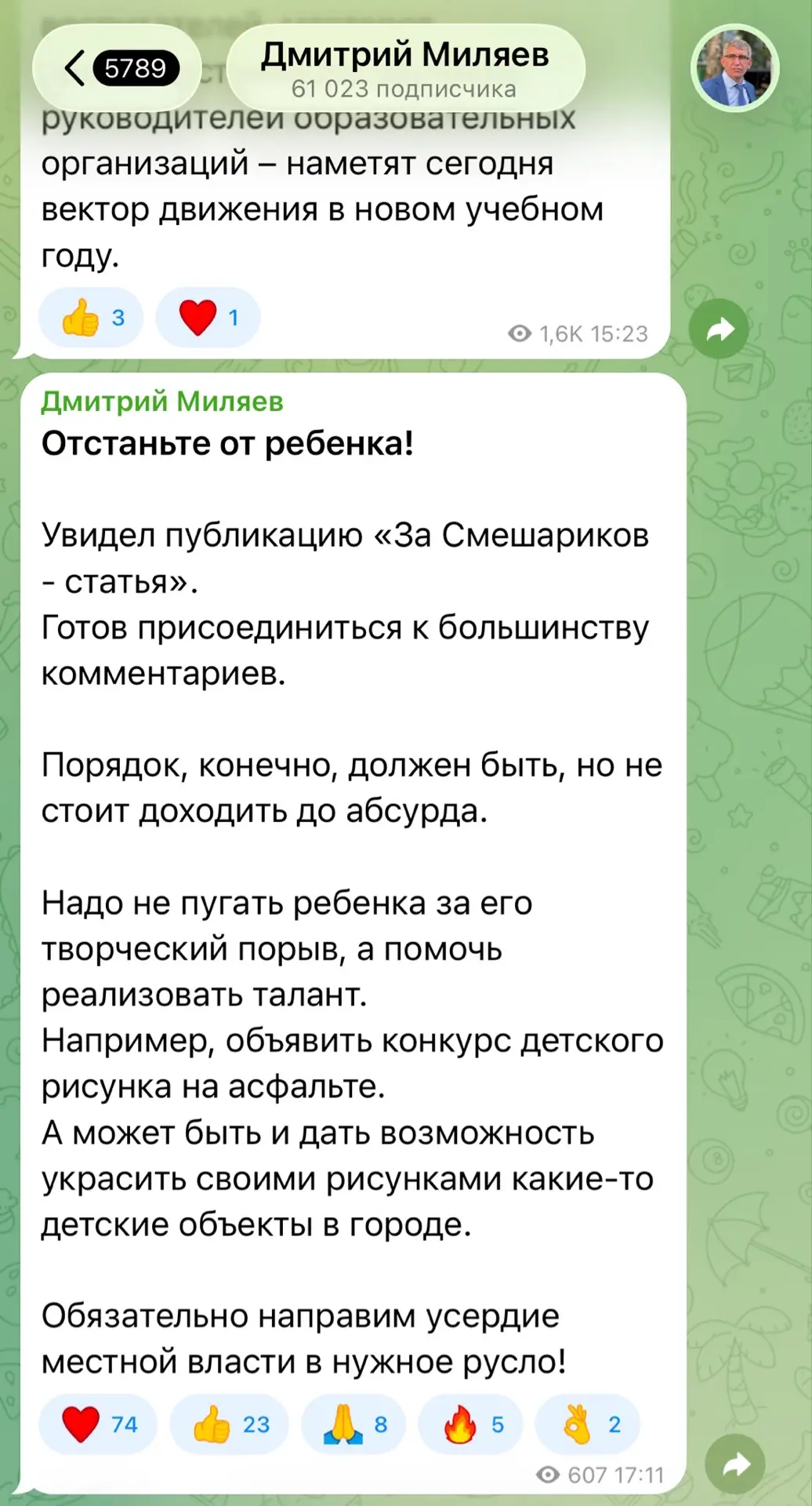 Изображение из сообщения канала