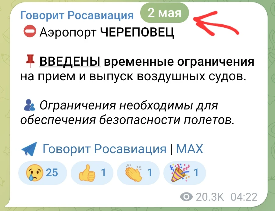 Изображение из сообщения канала