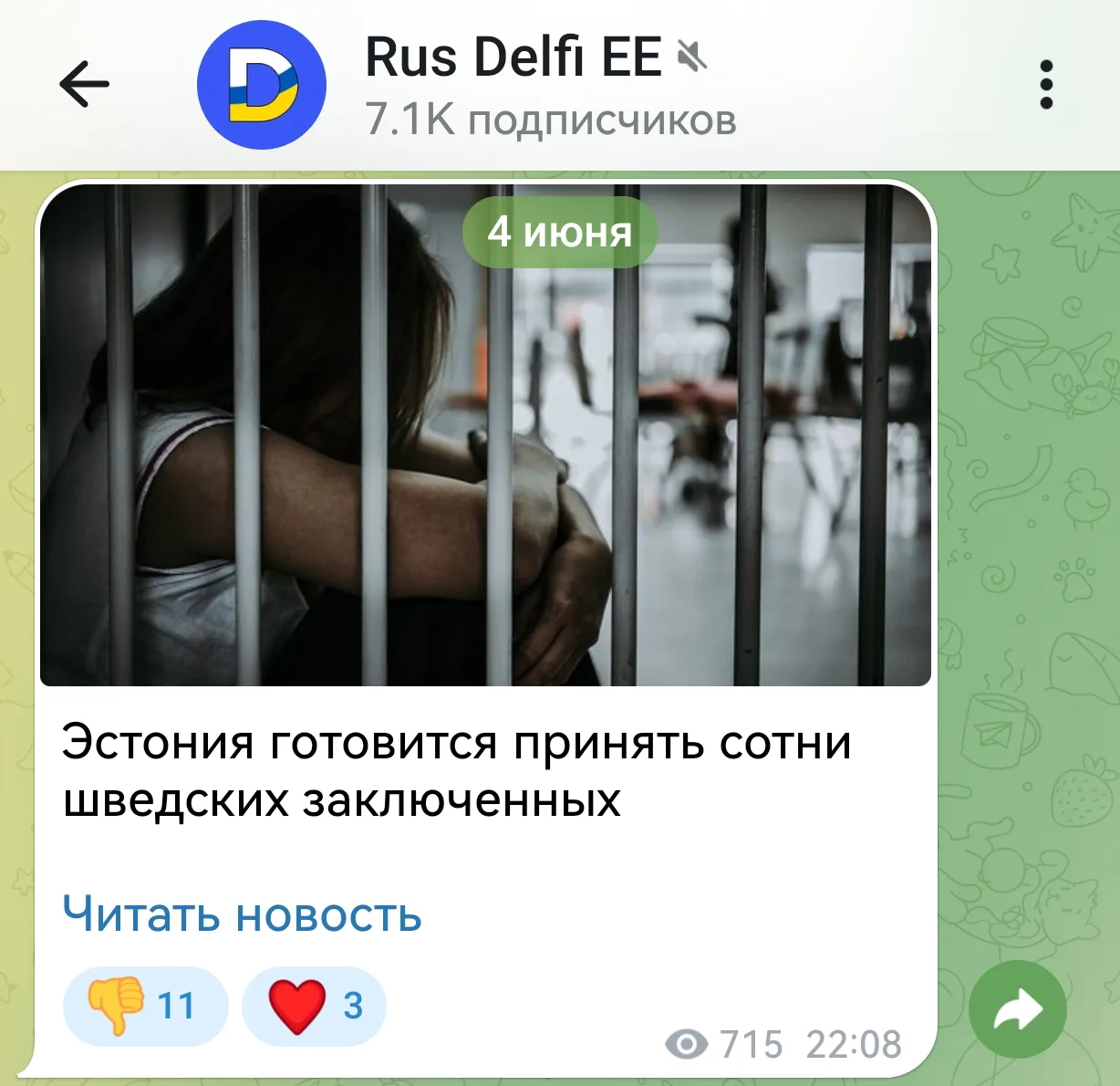 Изображение из сообщения канала