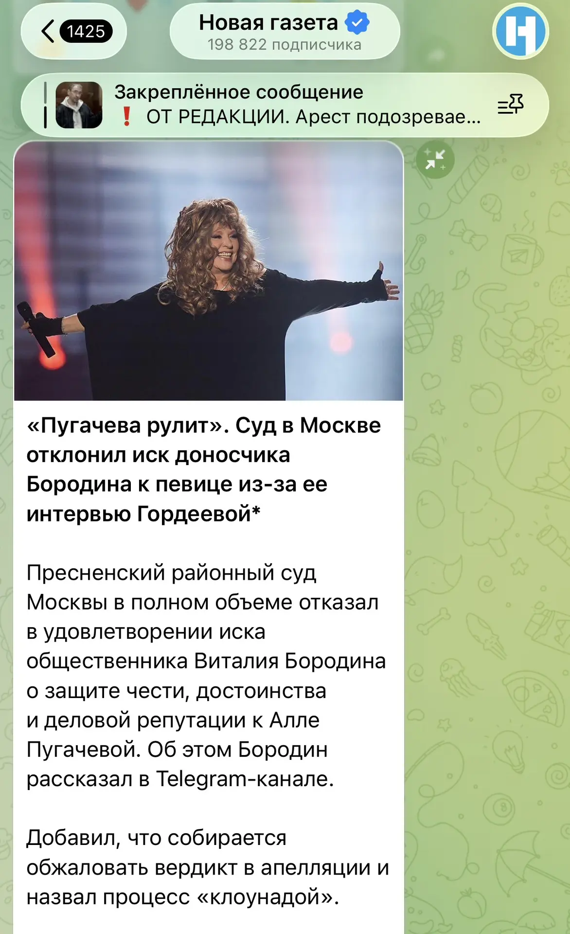 Изображение из сообщения канала