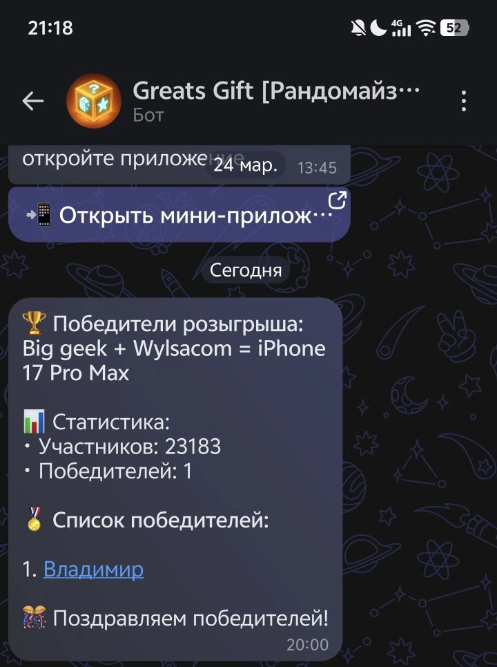 Изображение из сообщения канала