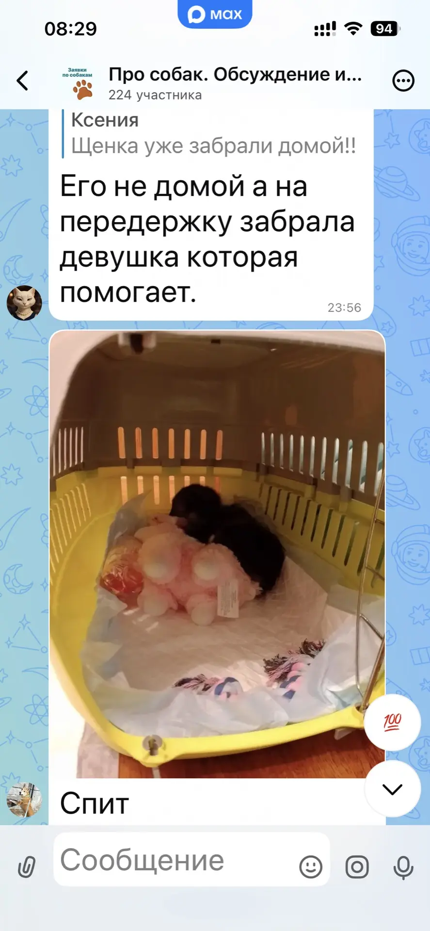 Изображение из сообщения канала