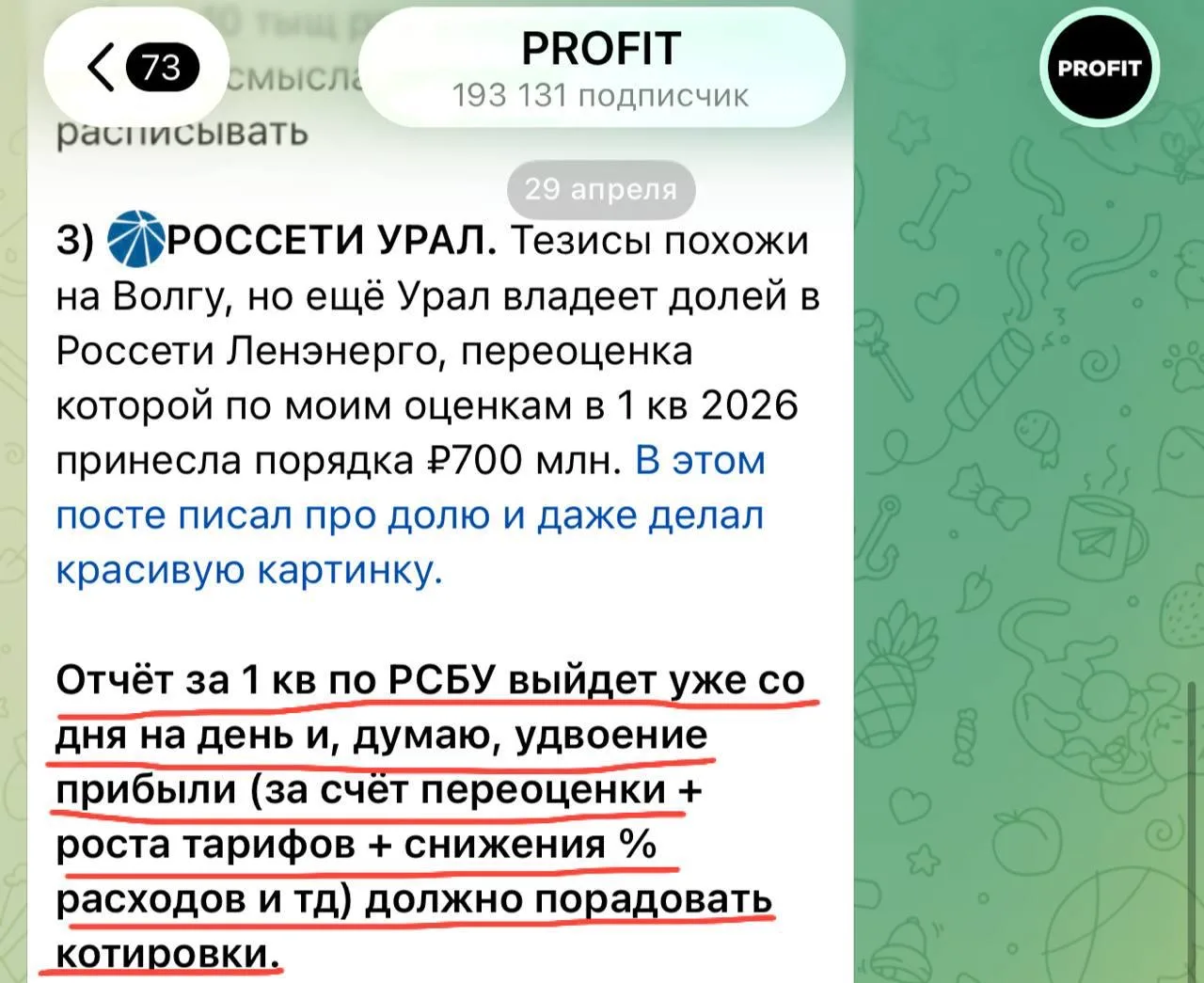 Изображение из сообщения канала