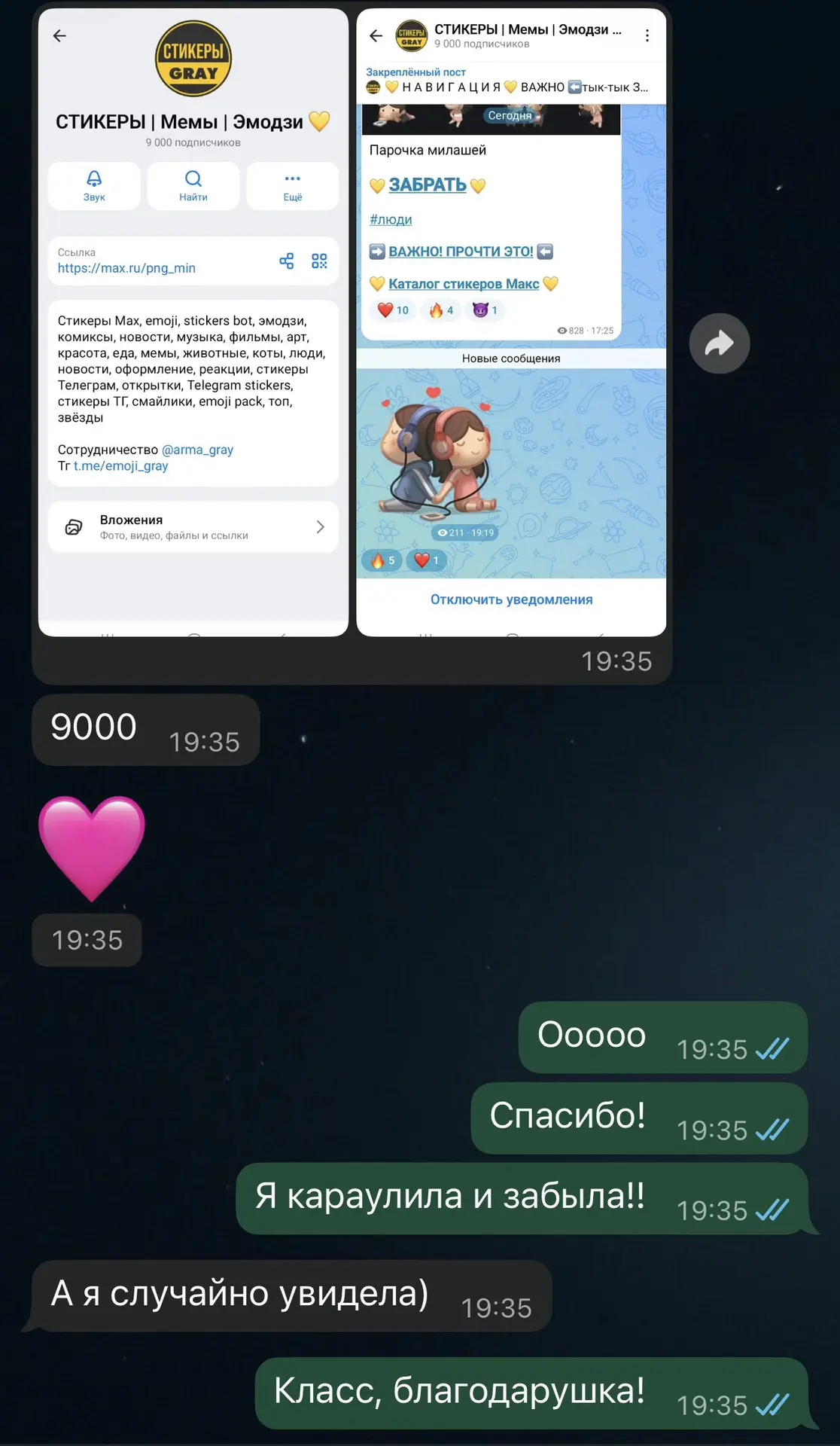 Изображение из сообщения канала