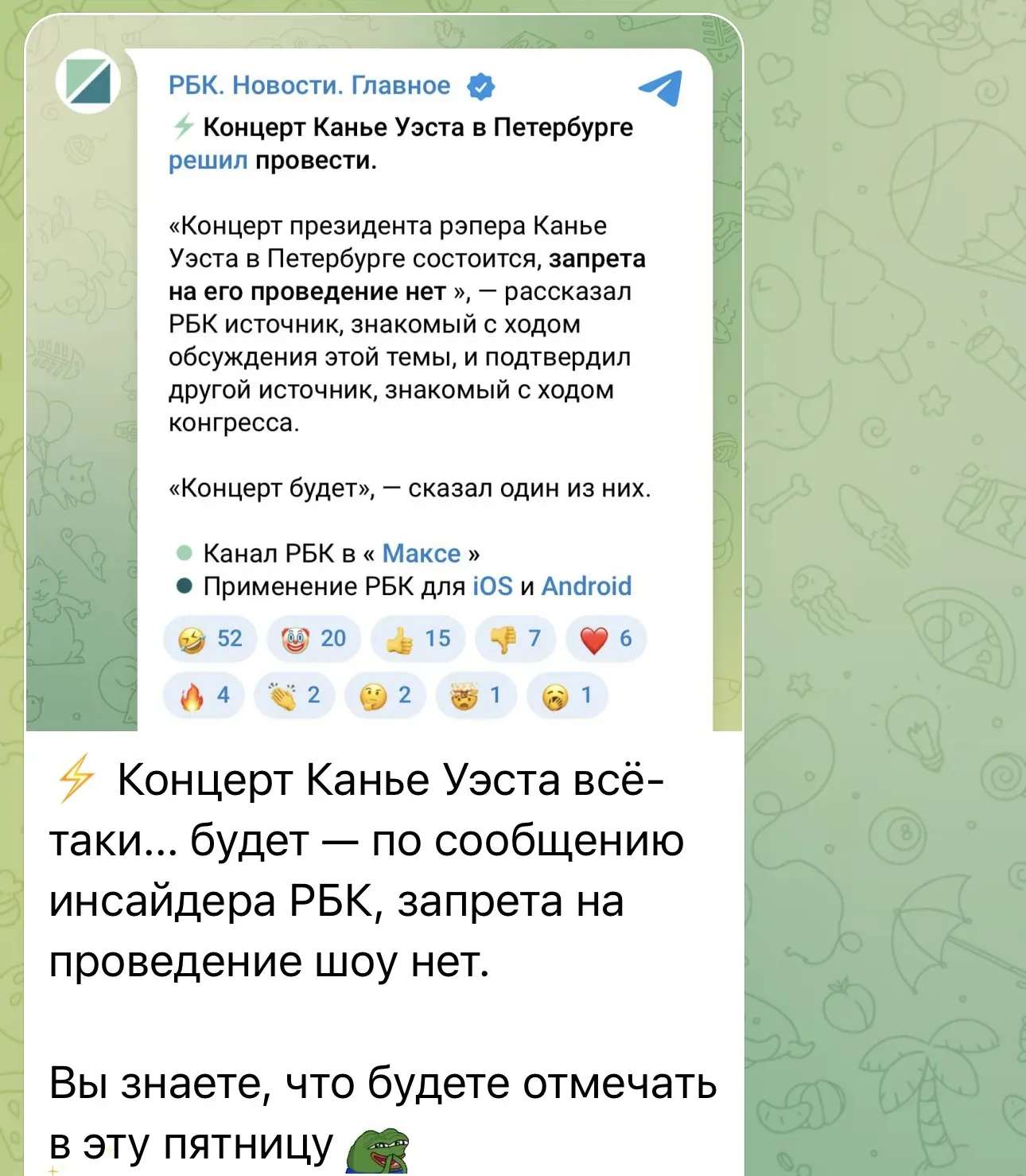 Изображение из сообщения канала