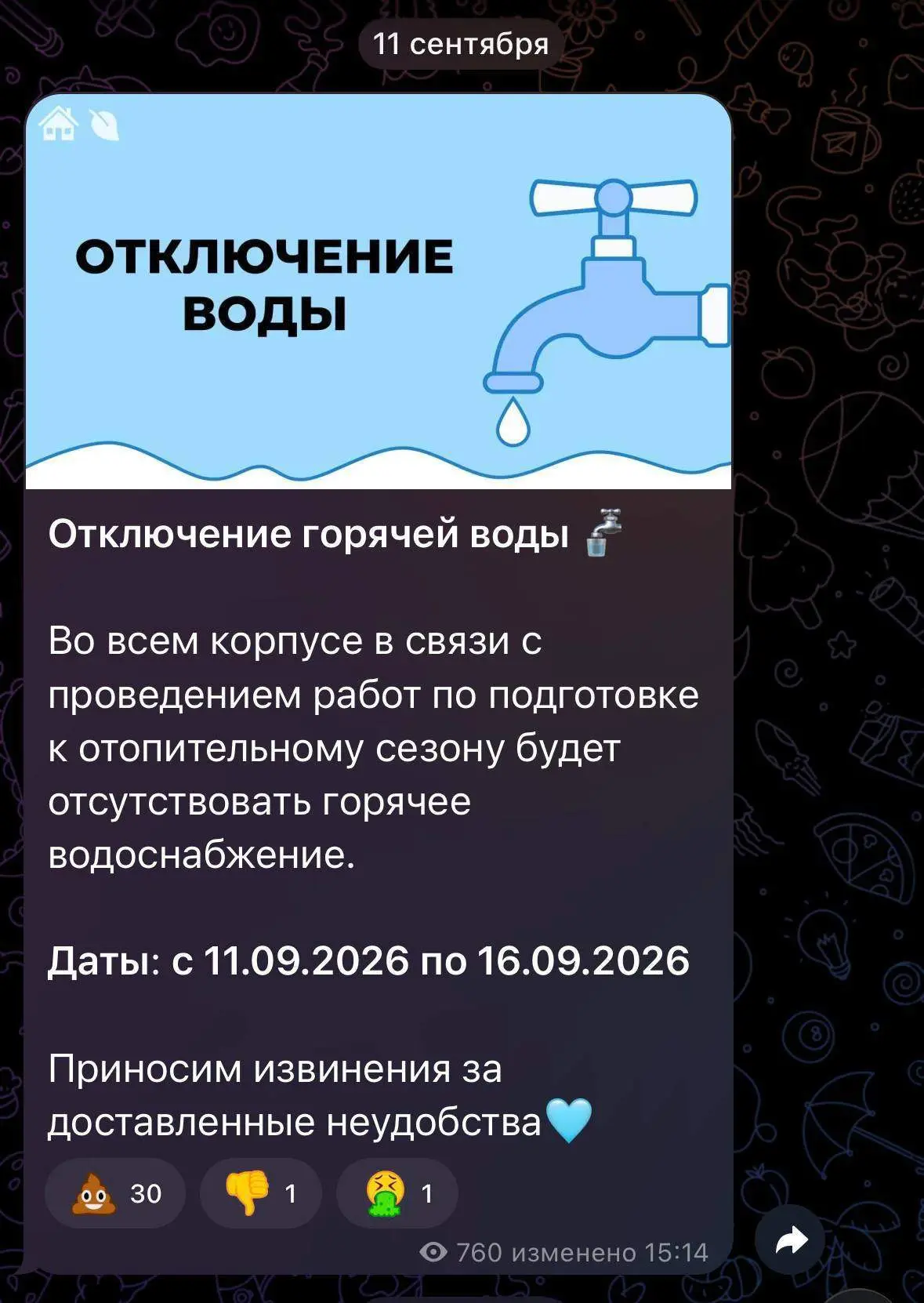 Изображение из сообщения канала