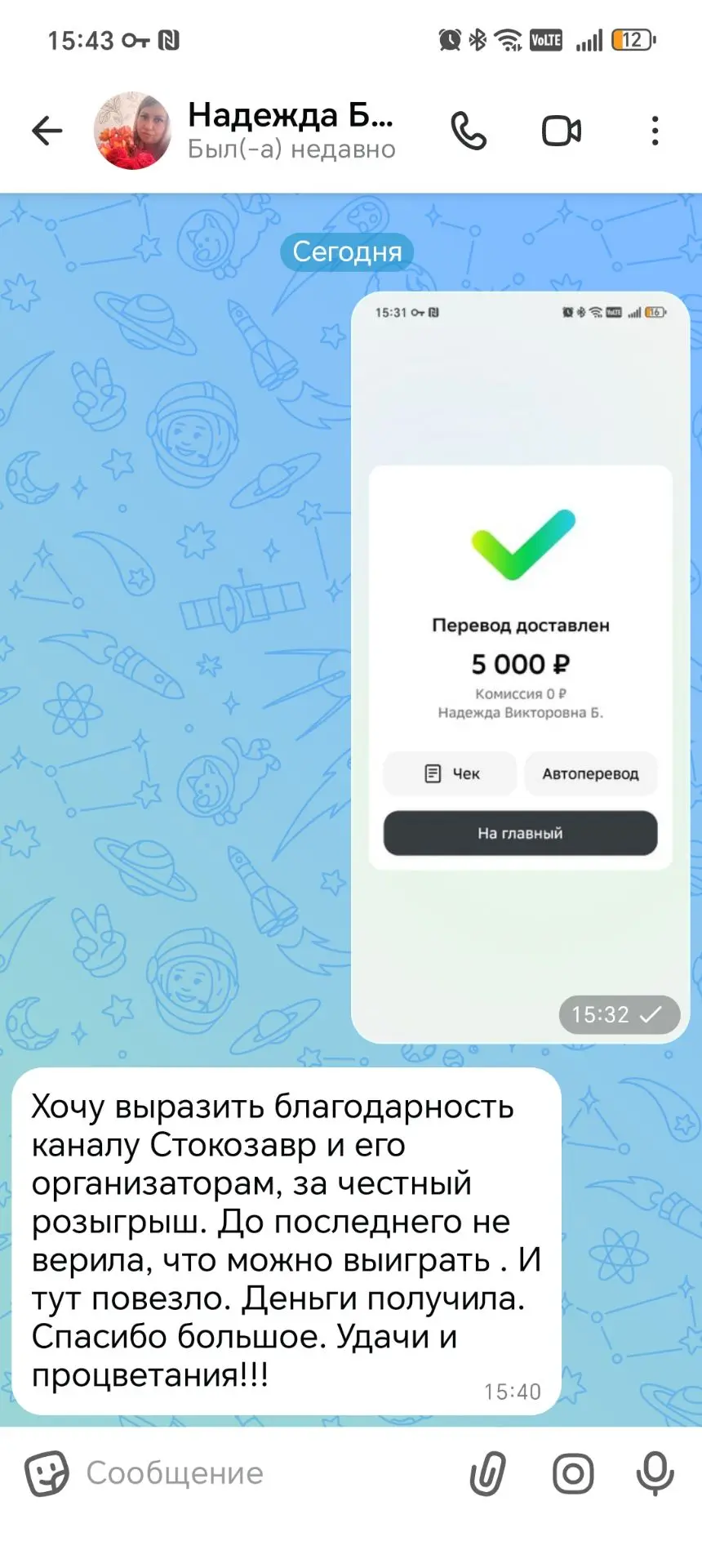 Изображение из сообщения канала