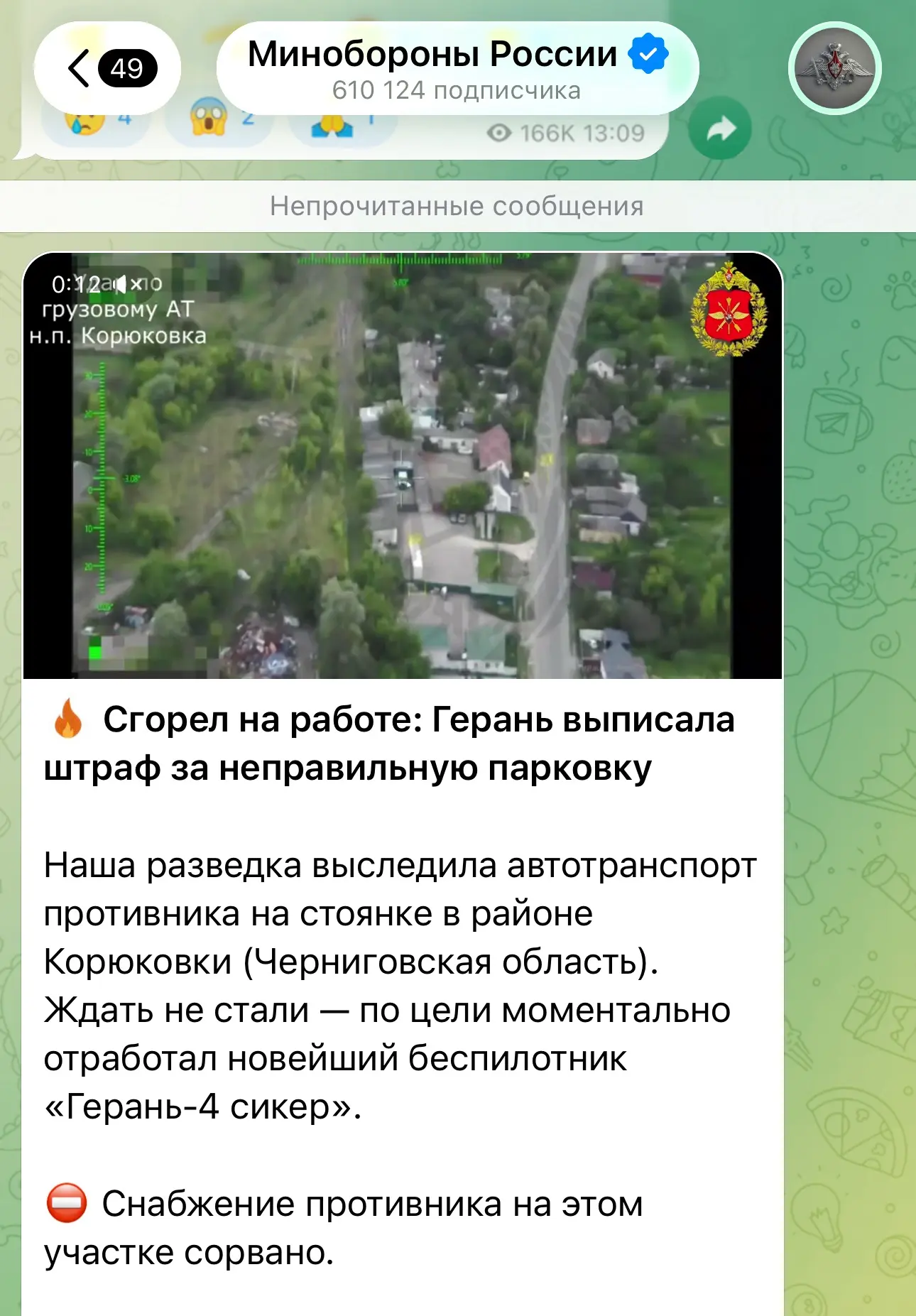 Изображение из сообщения канала