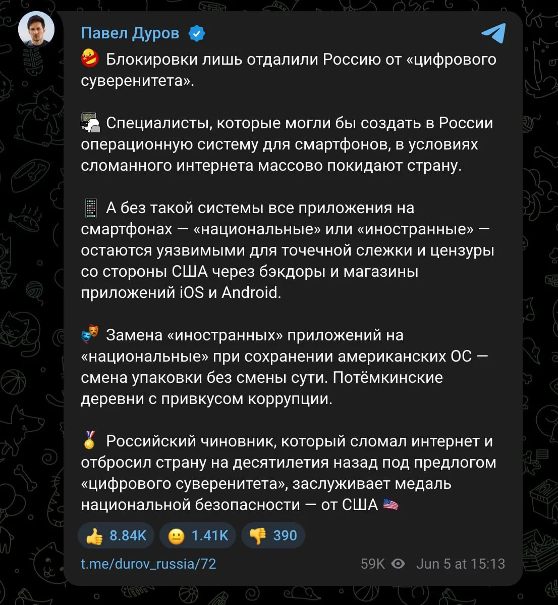 Изображение из сообщения канала
