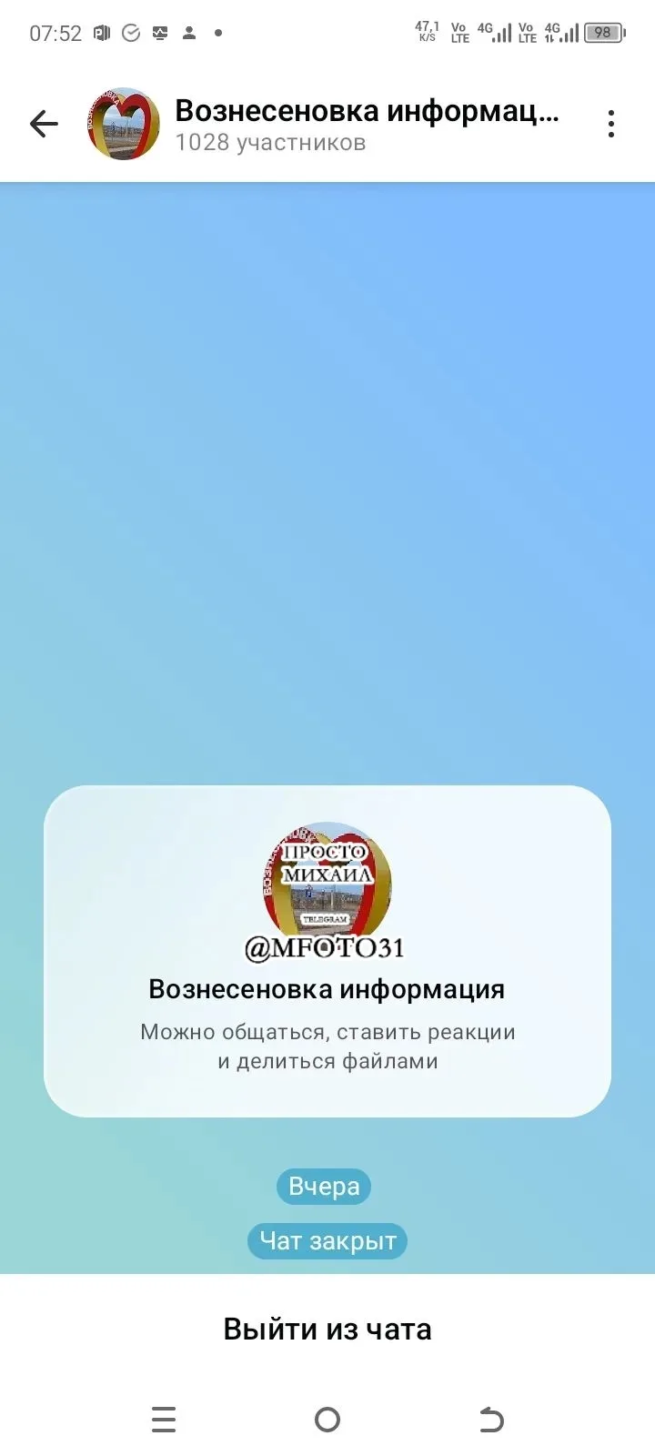 Изображение из сообщения канала