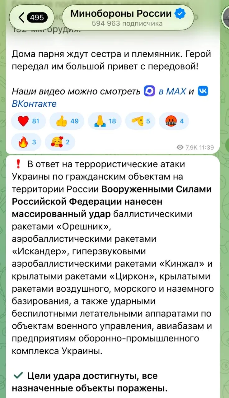 Изображение из сообщения канала