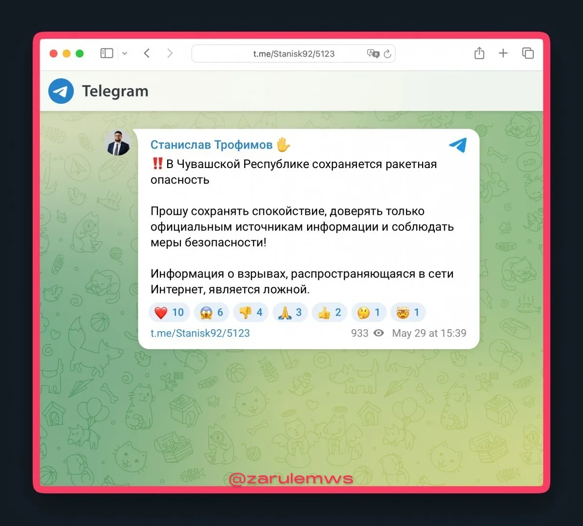 Изображение из сообщения канала