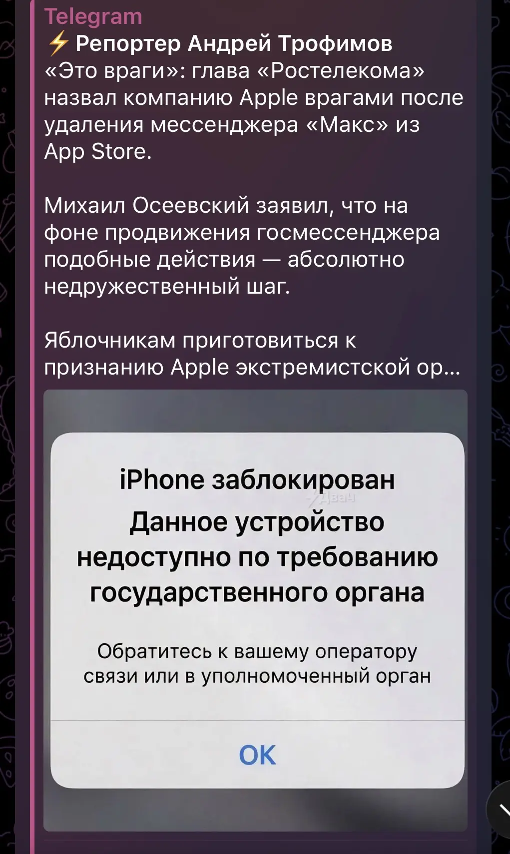 Изображение из сообщения канала