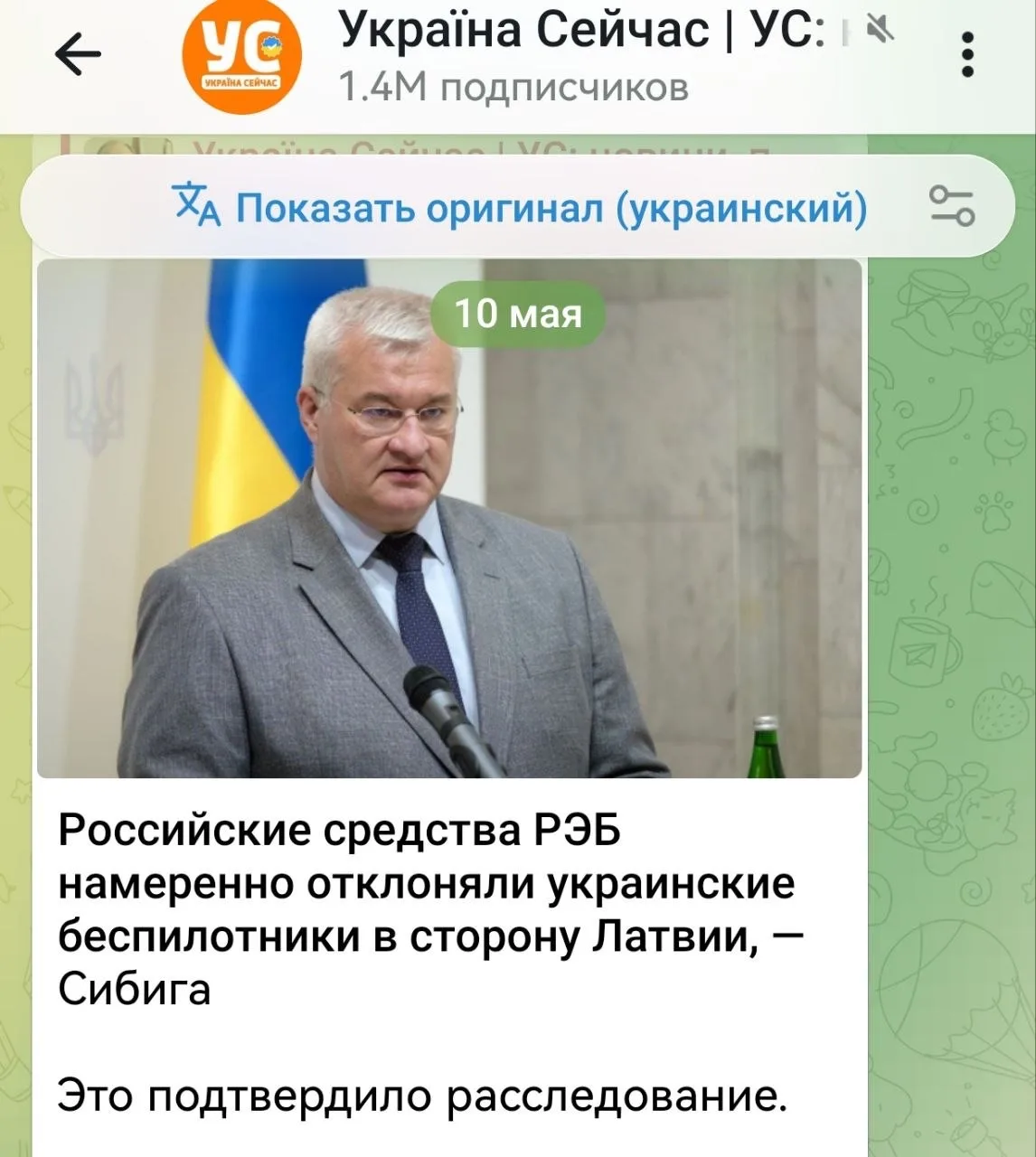 Изображение из сообщения канала