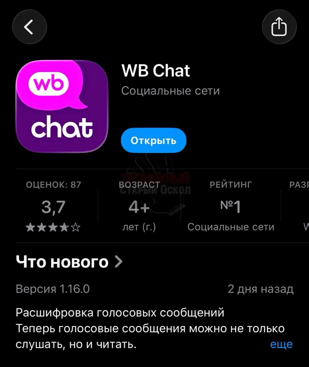 Изображение из сообщения канала