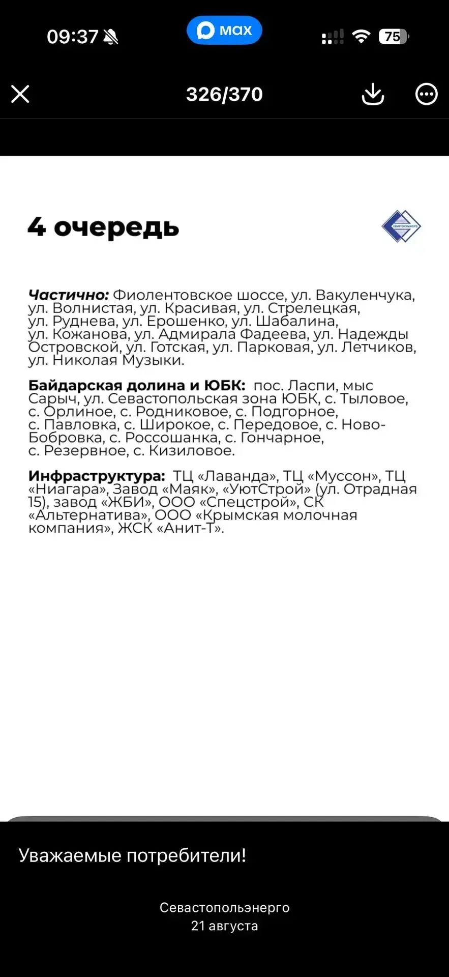 Изображение из сообщения канала