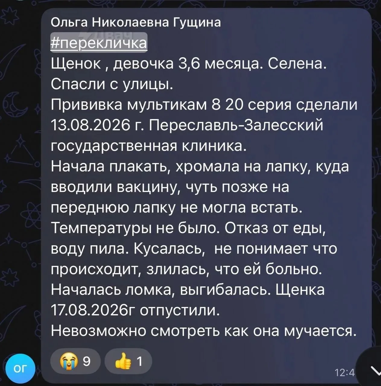 Изображение из сообщения канала
