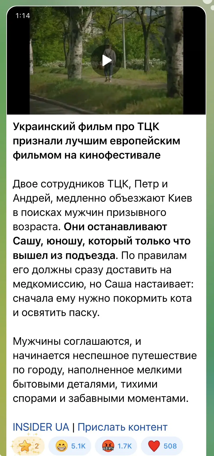 Изображение из сообщения канала