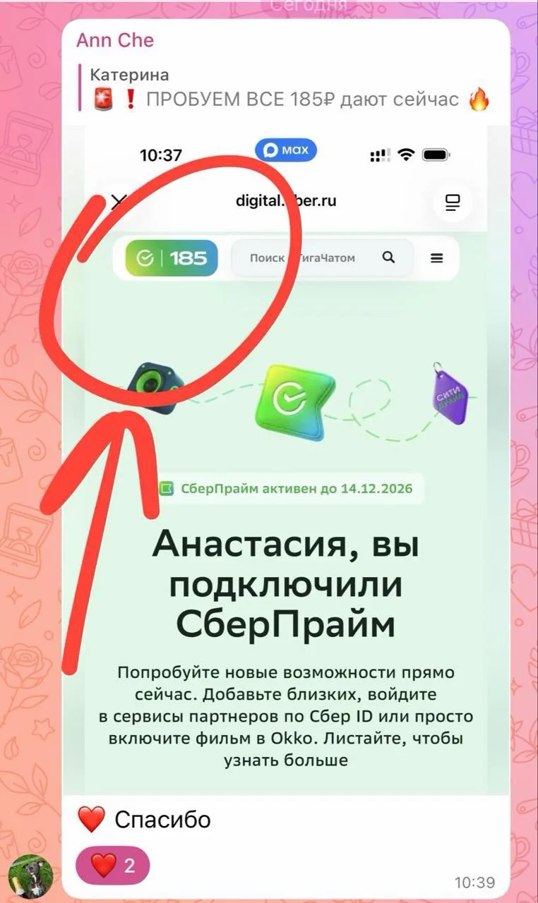 Изображение из сообщения канала
