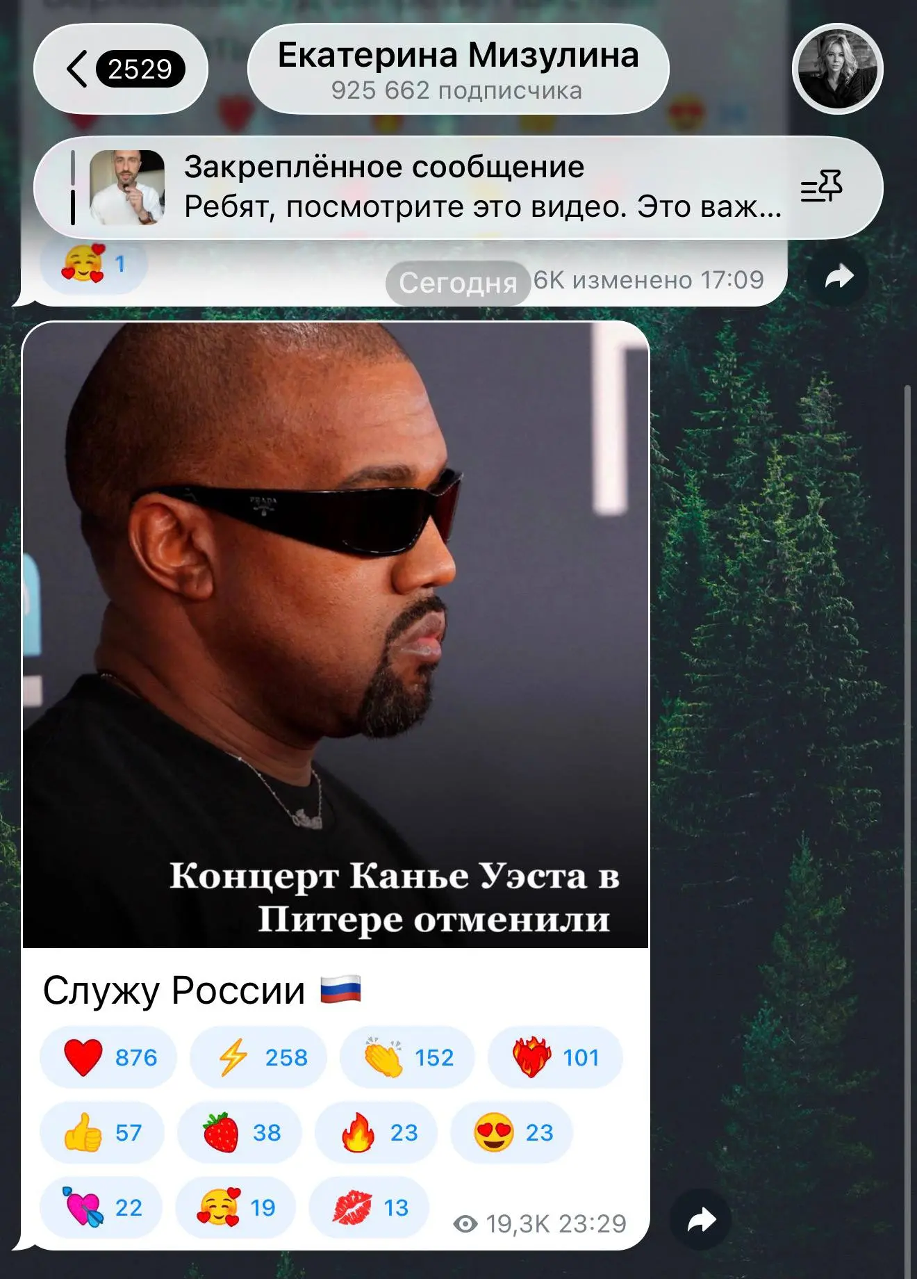 Изображение из сообщения канала