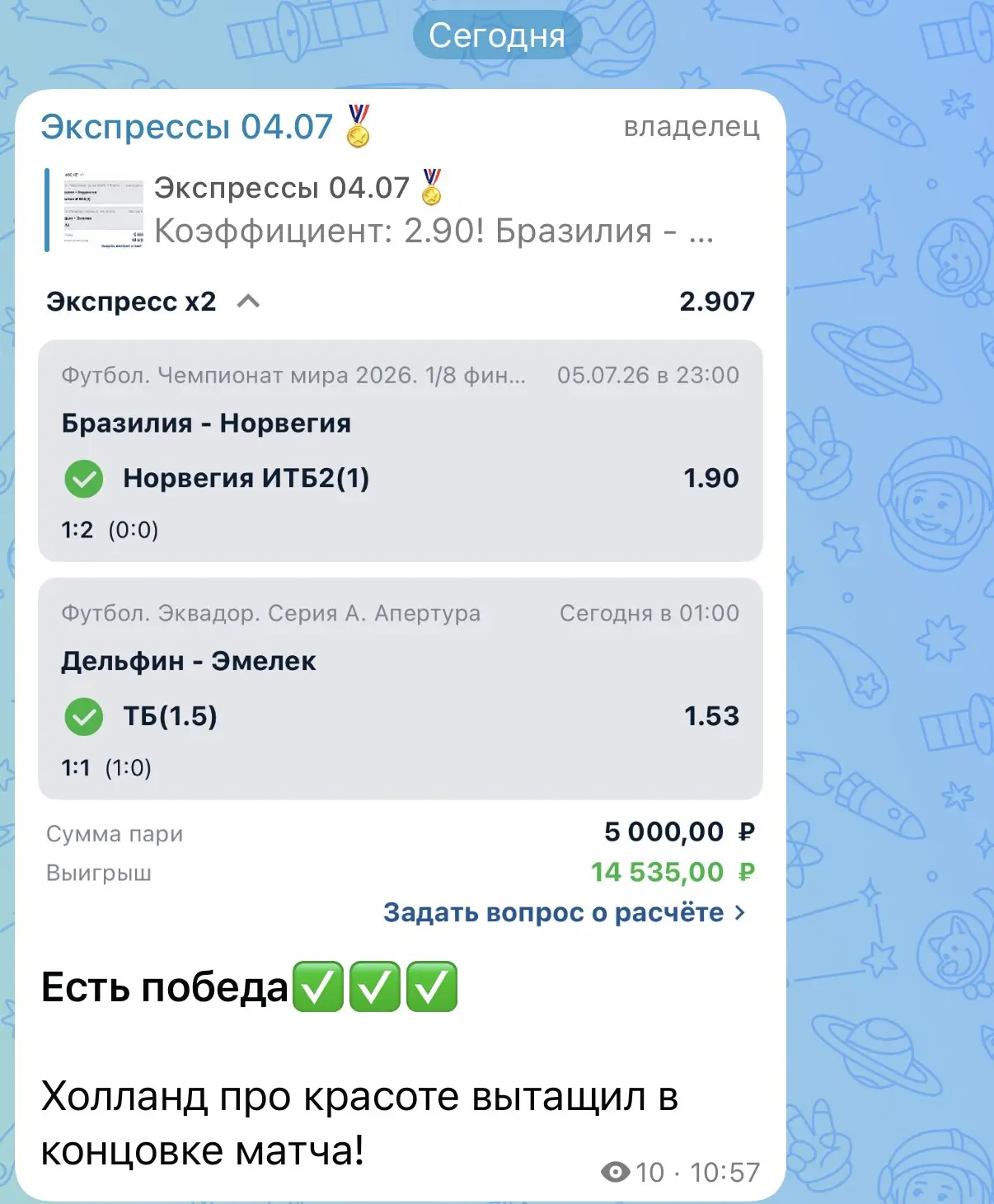 Изображение из сообщения канала