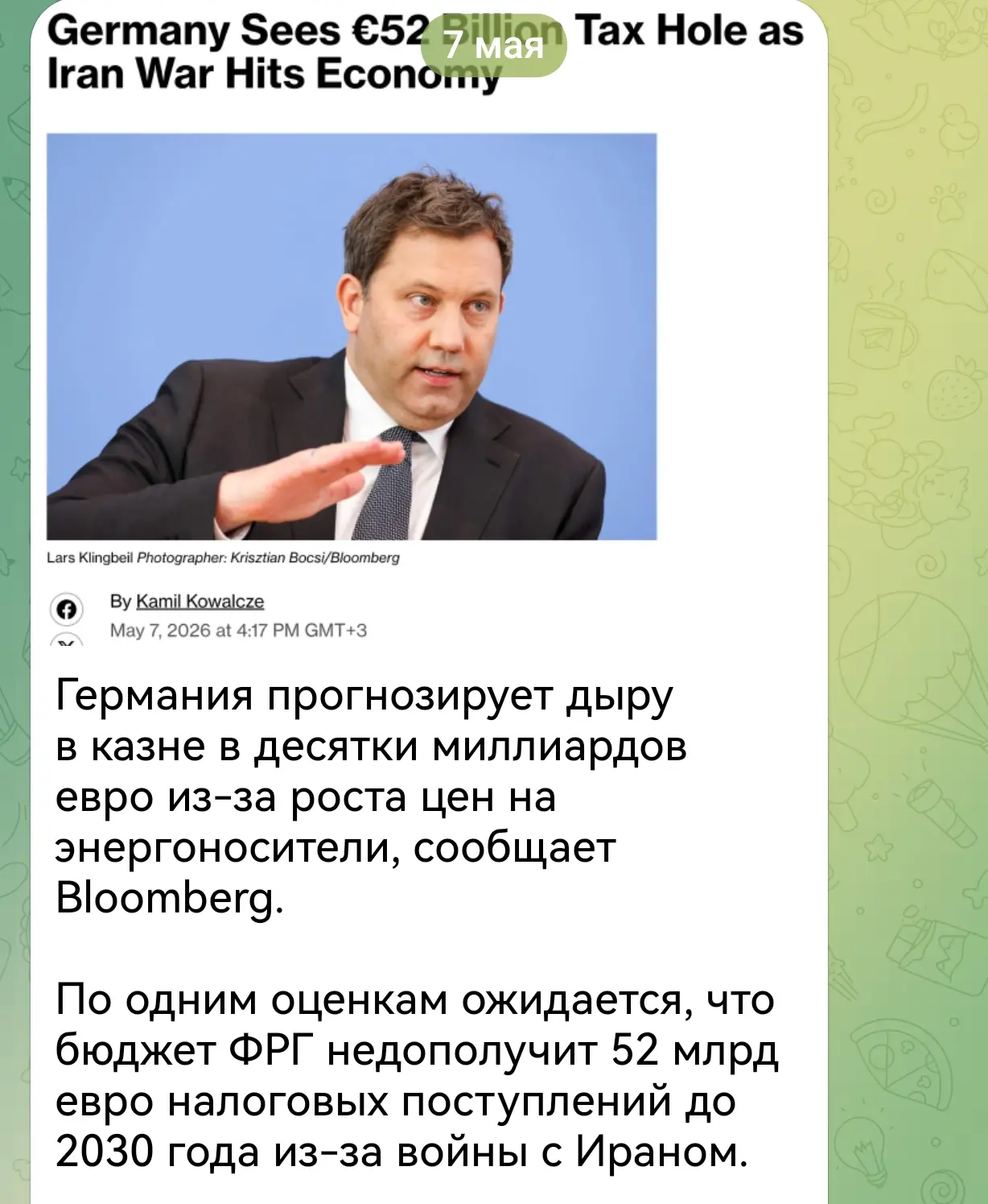 Изображение из сообщения канала