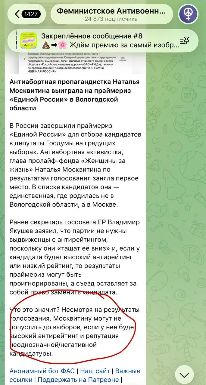 Изображение из сообщения канала