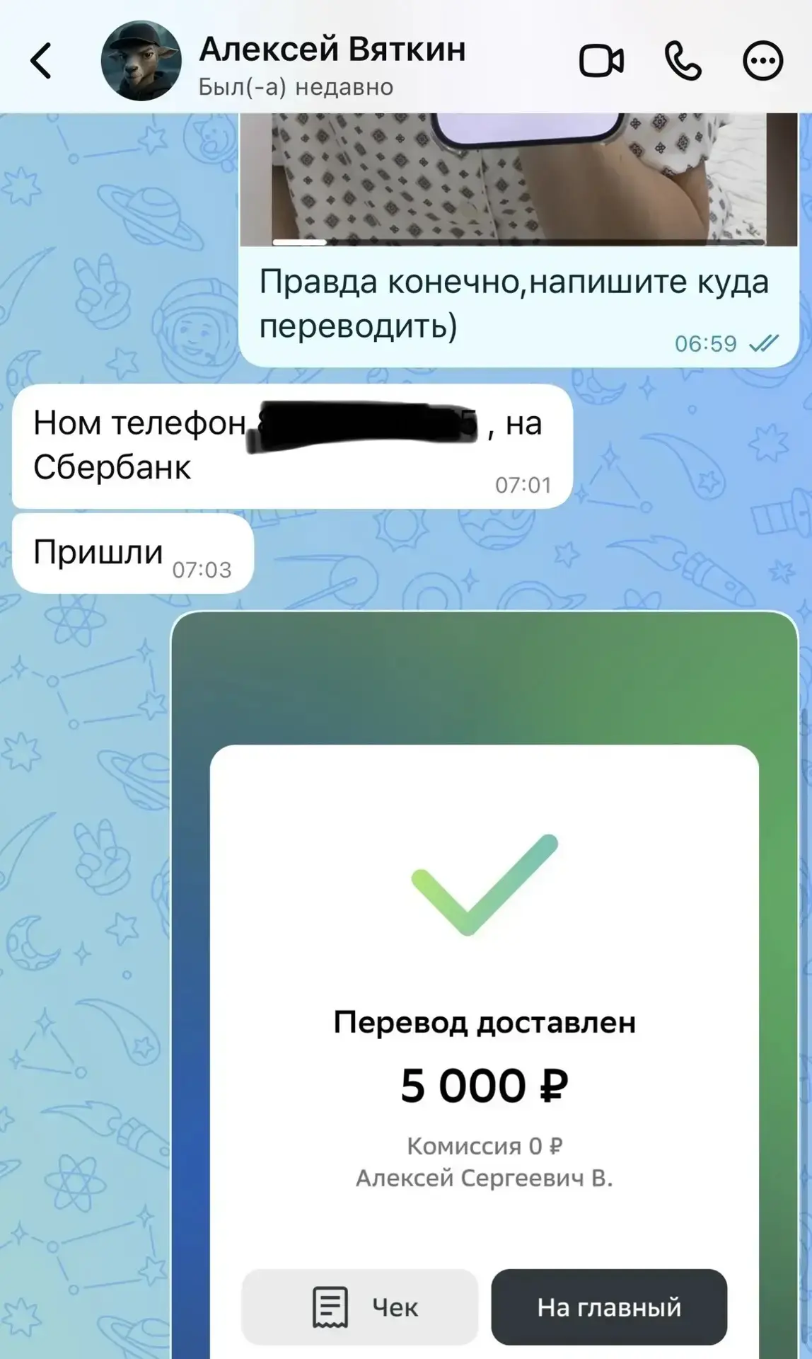 Изображение из сообщения канала