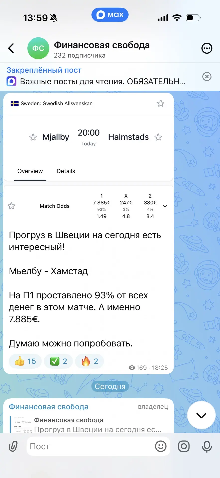 Изображение из сообщения канала