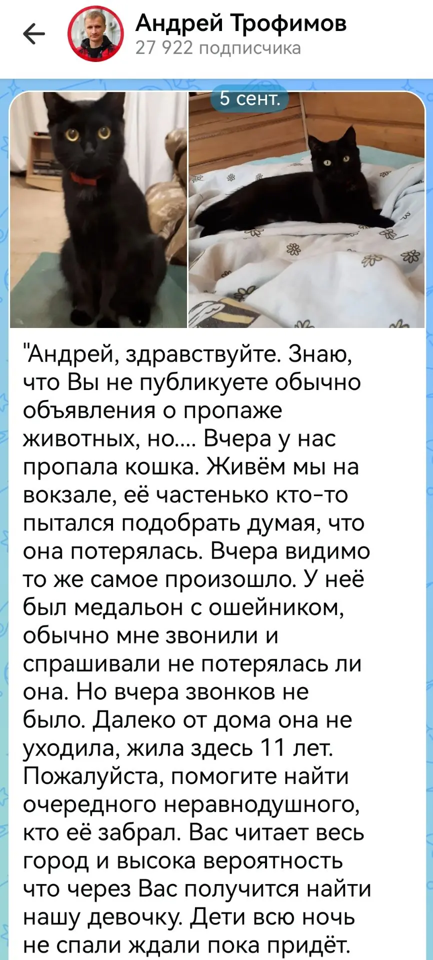 Изображение из сообщения канала