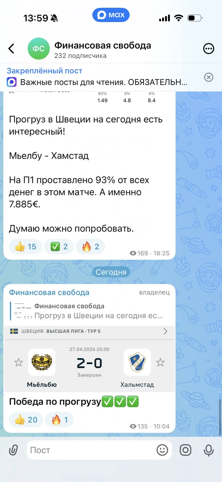 Изображение из сообщения канала