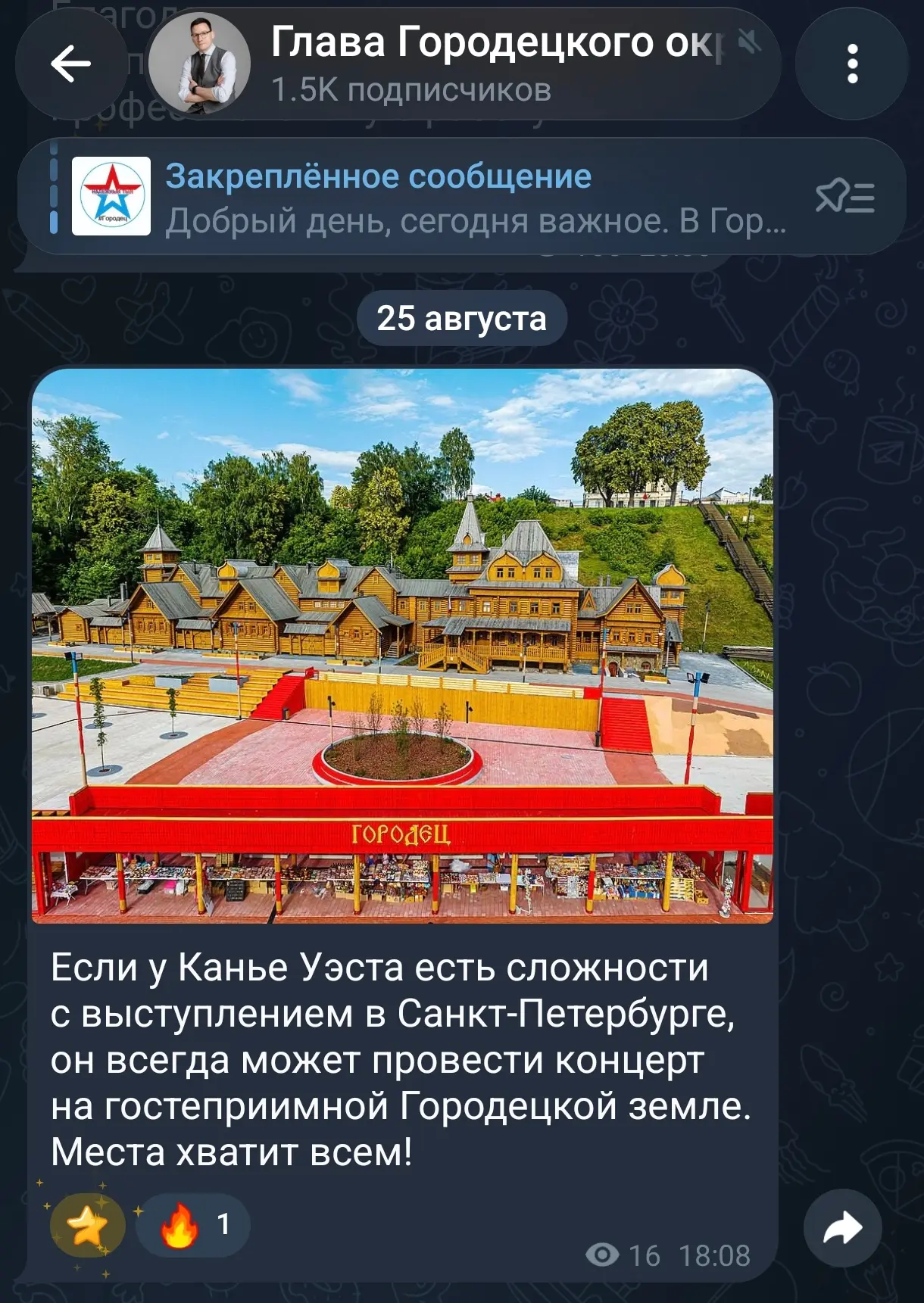 Изображение из сообщения канала